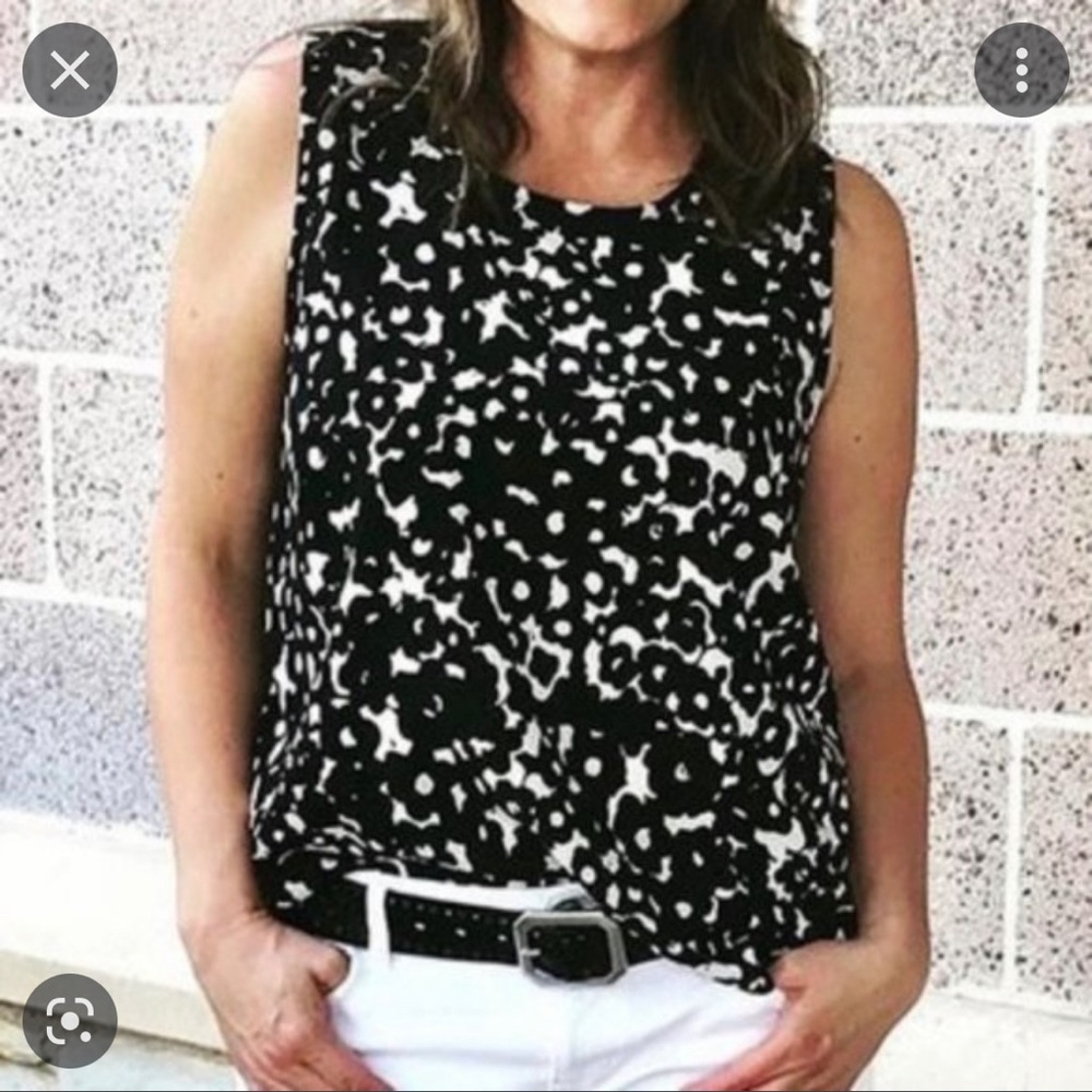 NWOT - Cabi Dixon Ink Black White Tank Top Blouse Size Medium Style #5353